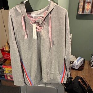 Gray Hoodie with Pink Accents